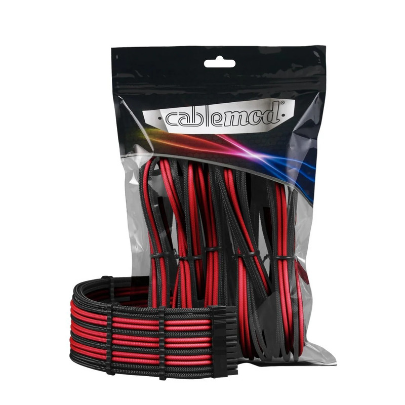 CableMod - ModMesh PRO Dual 8 pin PCI-E Sleeved Cable Extensions - Black/Red - كابل